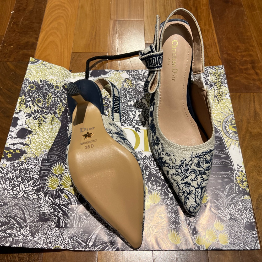 Dior Navy and Ivory j’adior Slingback Heels - Picture 4 of 6